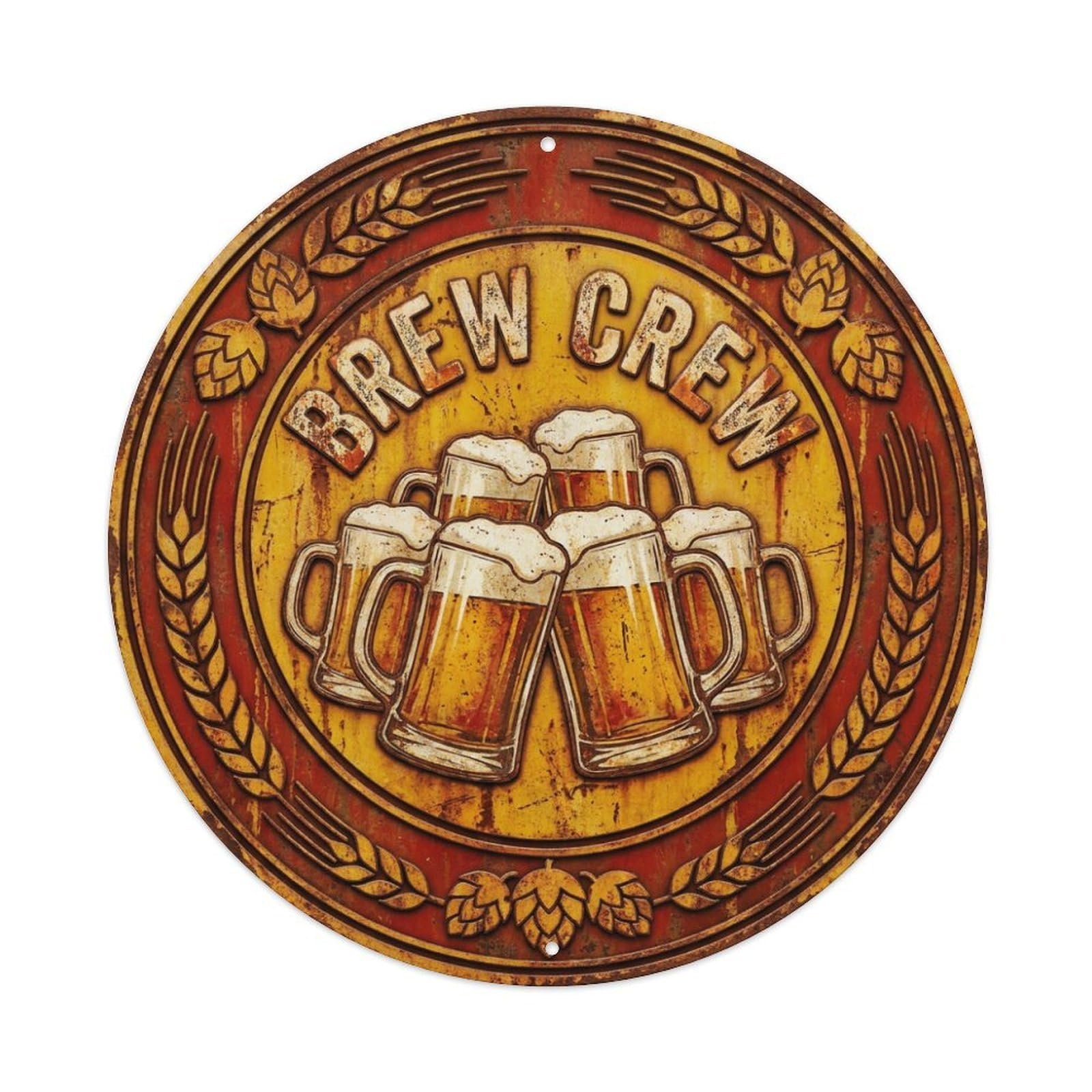 Fyrn Style Metal Tin Sign Vintage Beer Breweriana Brew Crew Retro Bar For Pub