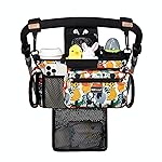 TOPDesign Universal Baby Stroller Organizer, Stroller Caddy with Detachable Mesh Bag & Heightened Insulated Cup Holders & Non-Slip Secure Hooks Accessories, Fits Most Strollers (Zoo)