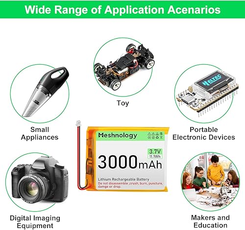 Miniatura 6 de Batería LiPo de 3.7 V 3000 mAh recargable 1S 755060 Batería de polímero de litio con placa de protección cinta de goma aislada, enchufe micro JST