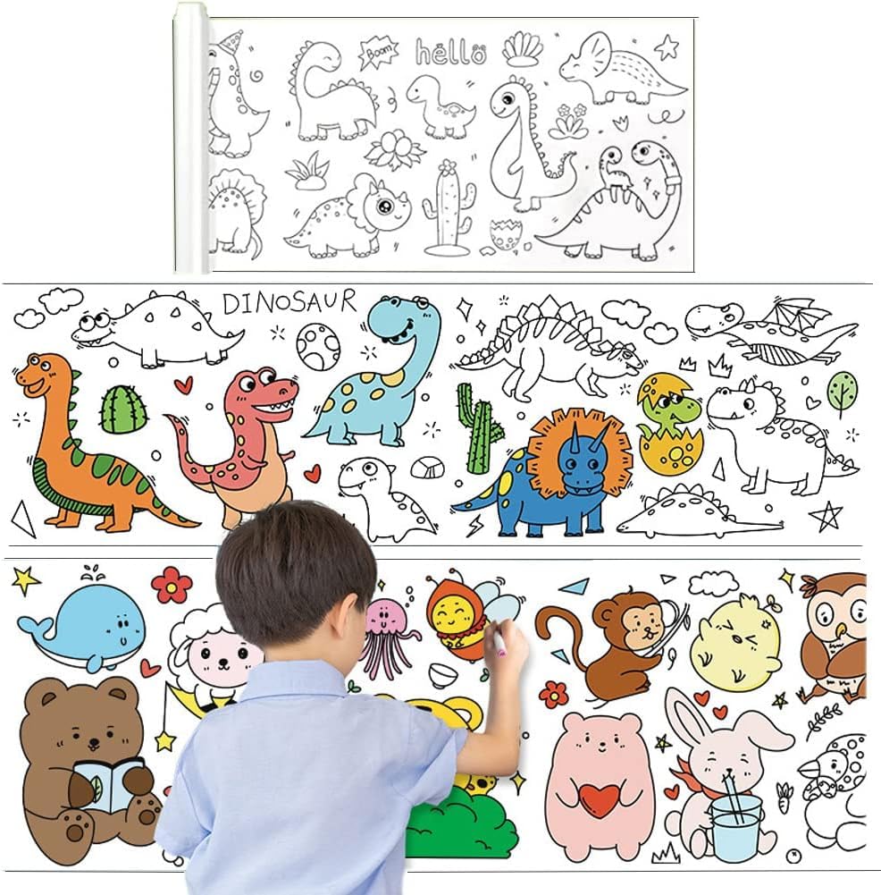 S2C Drawing Paper Roll, 300 * 30cm Large Coloring Poster for Toddlers, Stickable Wallpaper Coloring Paper, DIY Painting Paper Early Educational Toys, Drawing Paper for Kids Ideal Gift