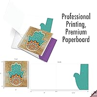 Vista 6 de The Best Card Company - Surtido de 10 tarjetas de notas en blanco (4 x 5.12 pulgadas) - Patrones y símbolos zen, juego en caja a granel - Hamsa