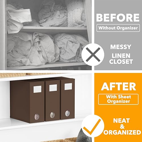 Miniatura 9 de SpaceAid Paquete de 8 organizadores y almacenamiento de sábanas, organizador de sábanas plegable para armario de lino, juego de sábanas con ventana