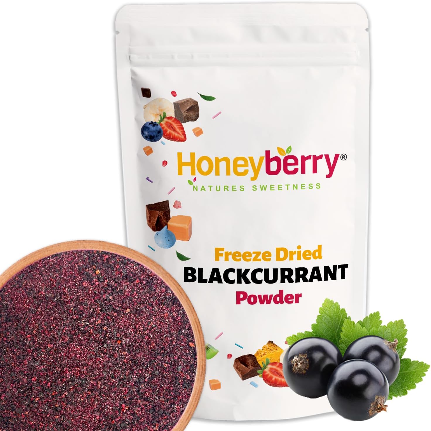Freeze Dried Blackcurrant Powder 100g - No Added Sugar, 100% Natural, Gluten Free, Vegan Friendly
