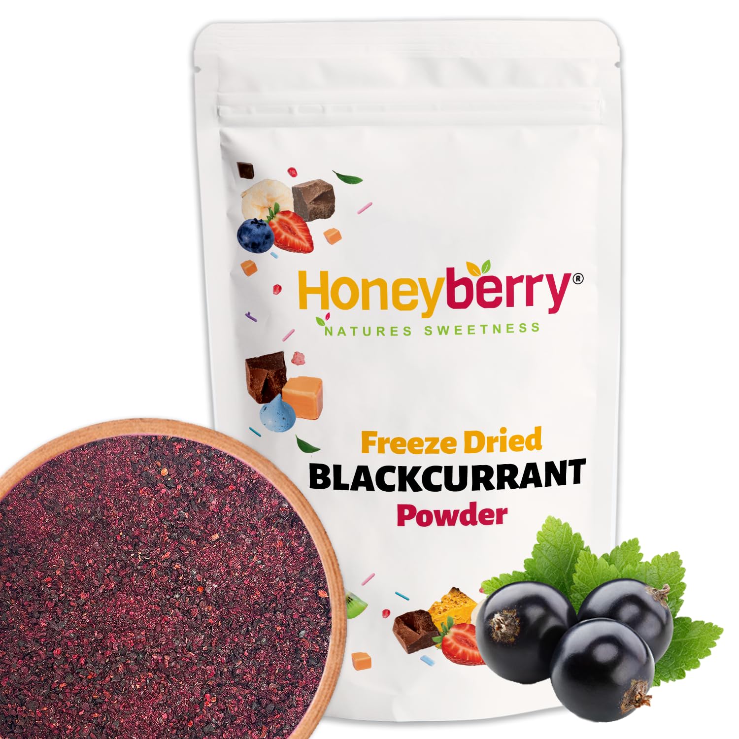 Freeze Dried Blackcurrant Powder 100g - No Added Sugar, 100% Natural, Gluten Free, Vegan Friendly