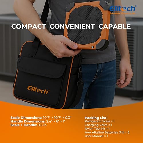 Miniatura 7 de Elitech LMC-300A Báscula de carga refrigerante HVAC Freon Recuperación Balanza de pesaje 330lbs con válvula de carga de apertura automáticaparada