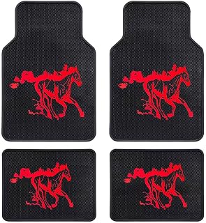 Custom-Fit All-Weather Rubber Red Horse Car Floor Mats Anti-Slip Heavy Duty fit for Bronco Mustang Car Mats Car Accessories