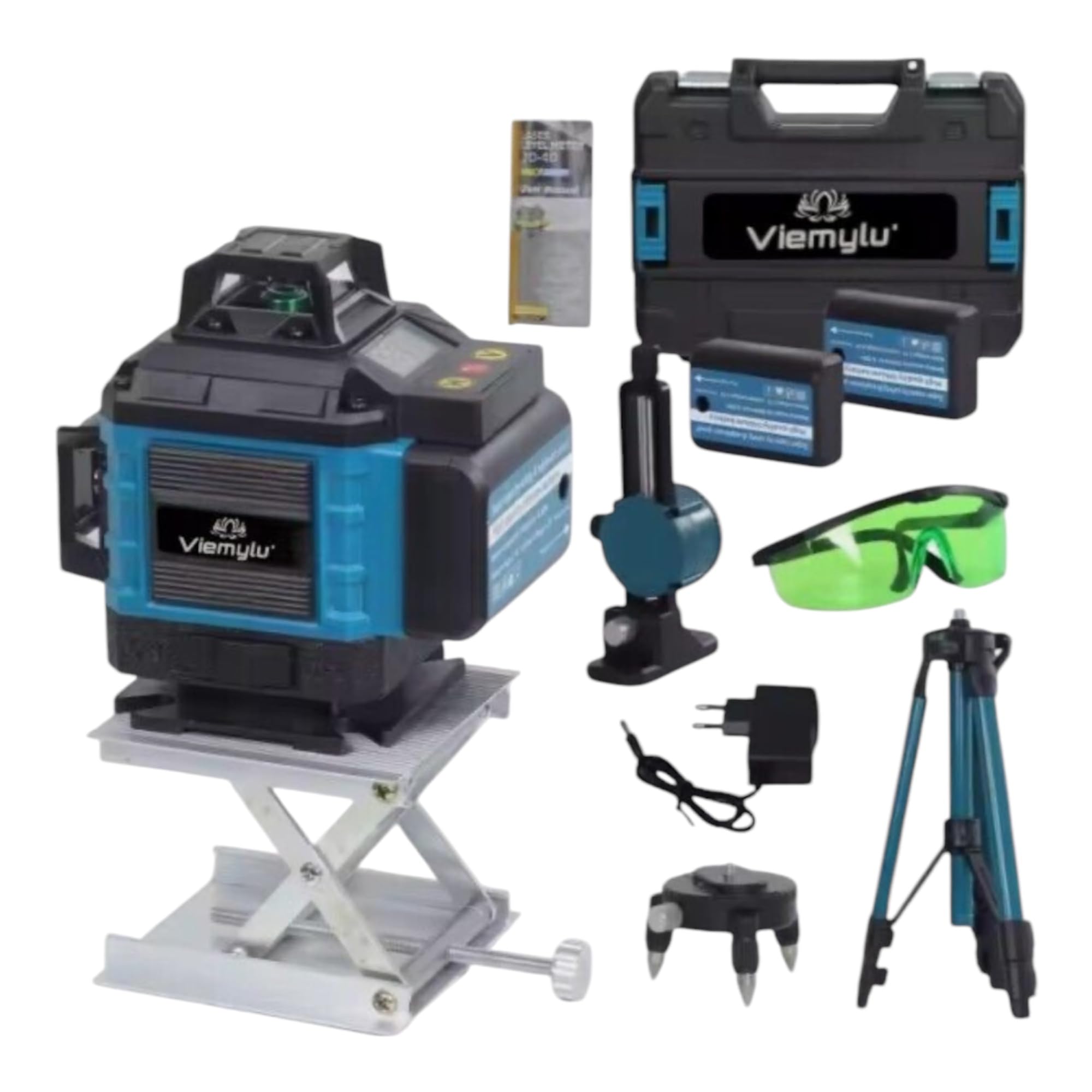 laser 4D multifunzionale con 16 linee, macchina autolivellante, dispositivo di livellamento con batteria al litio ricaricabile tramite USB Laser a linee incrociate con treppiede 2 batterie