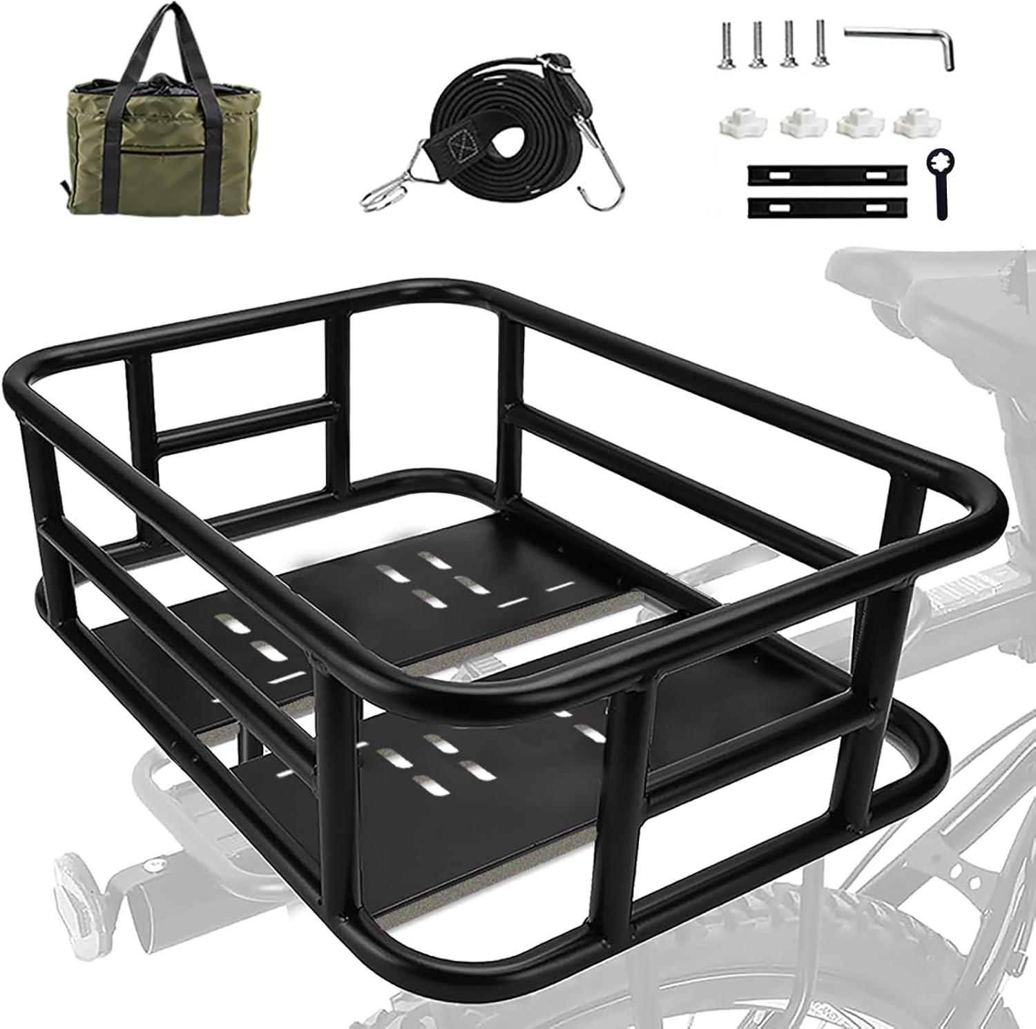 Rear Bike Basket,Rear Rack Bicycle Basket with Waterproof Storage Bag,Large Capacity Bike Back Baskets for Most Bikes and E-Bike,Easy Installation