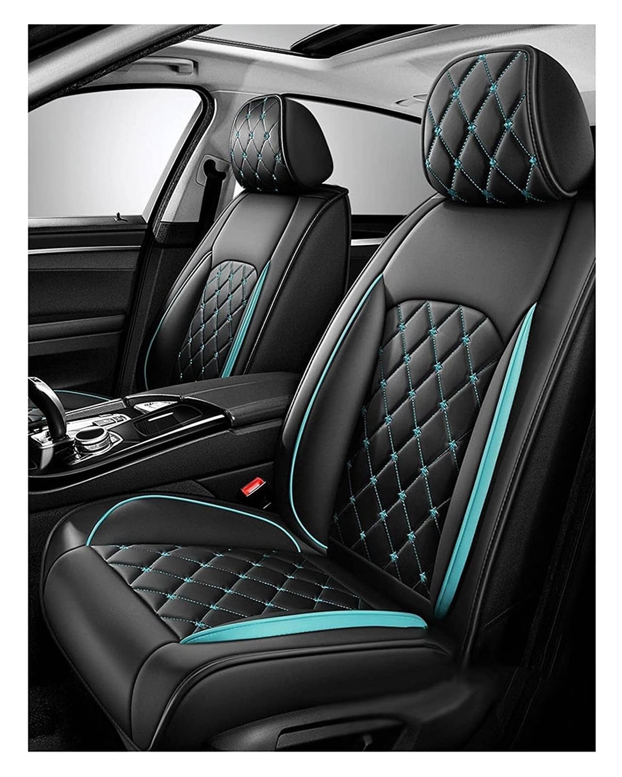 Fundas asientos coche Lexus de cuero impermeable azul-verde para modelos 2013-2018 8