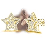 Star Earrings for Women Sterling Silver - Hypoallergenic Cubic Zirconia Earrings Hollow 2 Star Post Cartilage Stud Earrings Dainty Trendy Gifts Stuff for Men Her