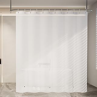Shower Curtain Liner, Waterproof Transparent PEVA, Non-Toxic Odorless, Rust-Proof Metal Ring, Frosted 10G Heavy Duty, 72 x 72 inches