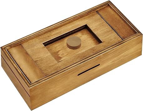 Wooden Puzzle Box with Hidden Compartment Intelligent 3D Brain Teaser Magic Drawers Puzzle Case for Teens Adults Money Cards Holder Brain Game Wood Puzzuling Case for Secret Surprise Gifts