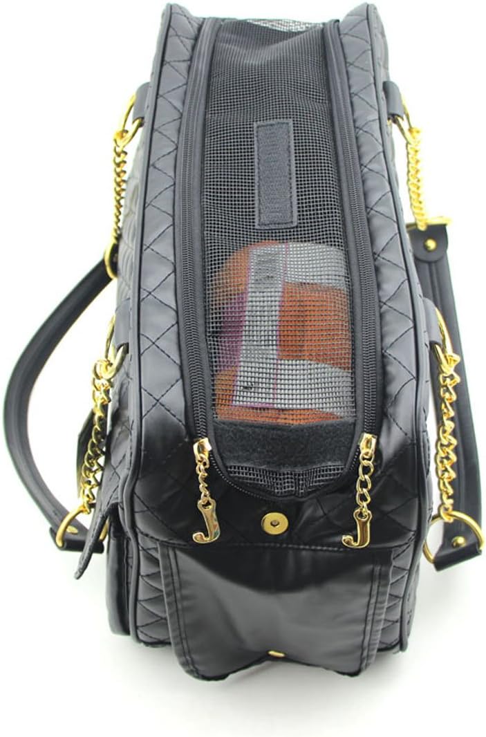 B-JOY New Dog Carrier Dog Handbag Dog Purse Pet Tote Bag Soft Sided Pet Carriers with Double Chain Handles Black