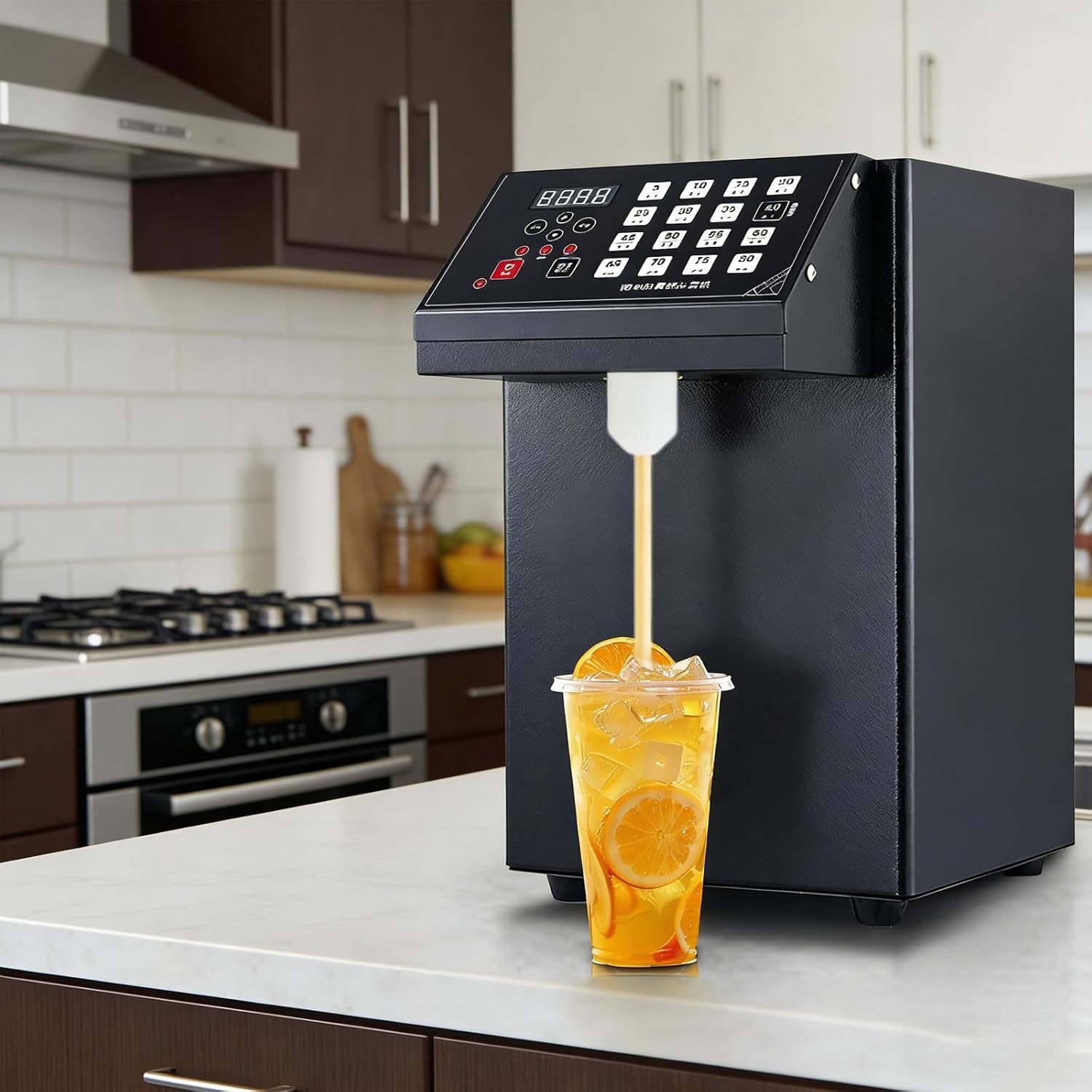 Automatic Fructose Dispenser, Commercial Quantitative Syrup Distributor, Sugar Syrup Dispenser Machine for Bubble Tea, Milk Tea & Drink Equipment Black -6L basic model