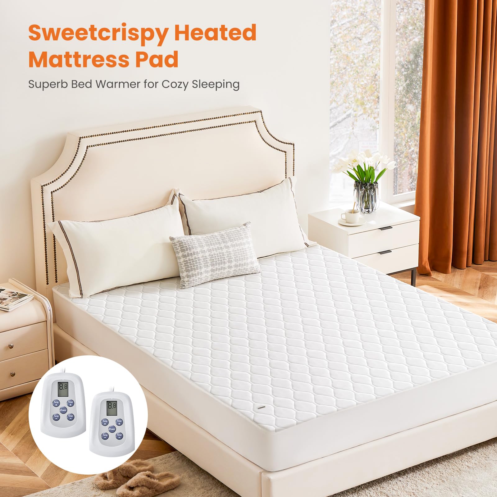 Amazon.com: Sweetcrispy Heated Mattress Pad Queen Size, 80
