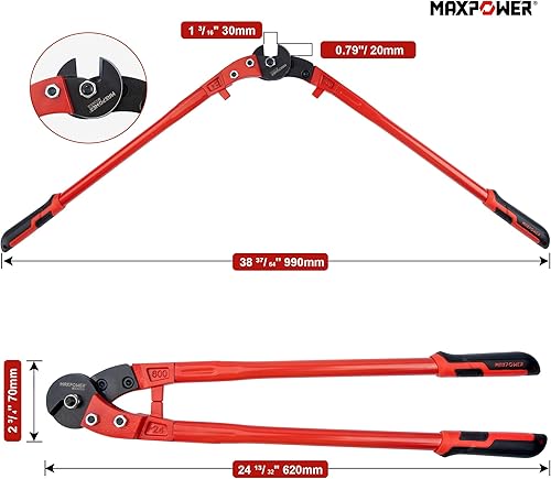 Vista 17 de MAXPOWER Cortadores de cable de acero, cortador de cuerda de alambre resistente de 18 pulgadas, cortadores de alambre de acero de resistencia