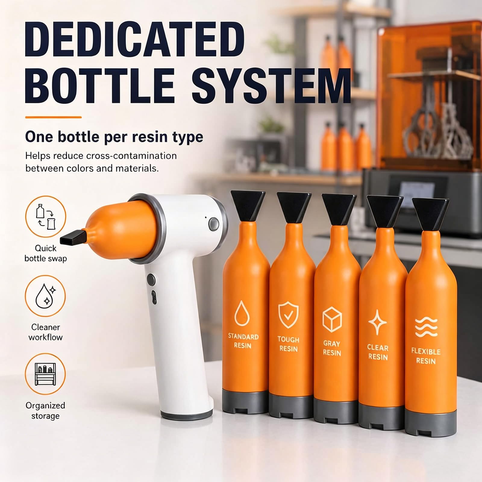 Pompe à résine pour imprimante 3D, capacité de 300 ml, buse de canard, outil d'aspiration pour résine recyclée, compatible avec la plupart des imprimantes 3D