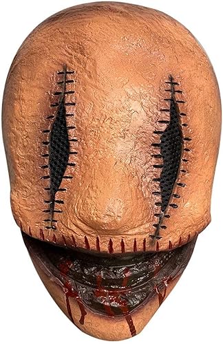 Pigmiss Máscara de asesino en serie sonriente de Halloween, máscara de látex de cabeza completa, máscara de demonio aterrador, boca sangrienta, ojos