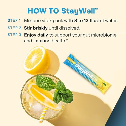Miniatura 7 de DAILYNOURI StayWell - Mezcla de bebida digestiva e inmunitaria  Apoya la salud intestinal, la digestión, la inmunidad y la energía  Probióticos,