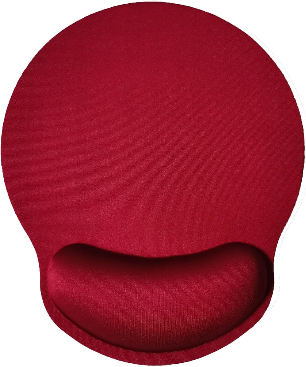 Mouse Pad with Wrist Support, Ergonomic Mouse Pad with Memory Foam Wrist Rest Cushion, Non-Slip Rubber Base Gaming Mice Pad for Home Office Computer Laptop, Red