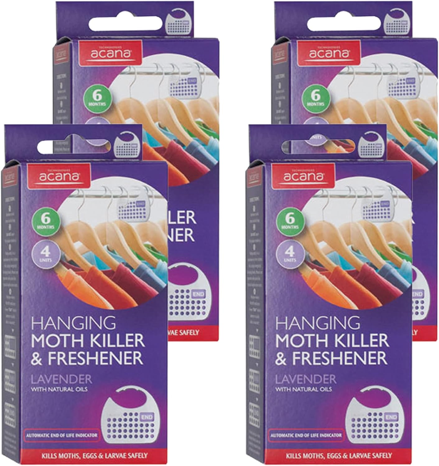 4x Acana 26751 Hanging Moth Killer and Lavender Freshener White