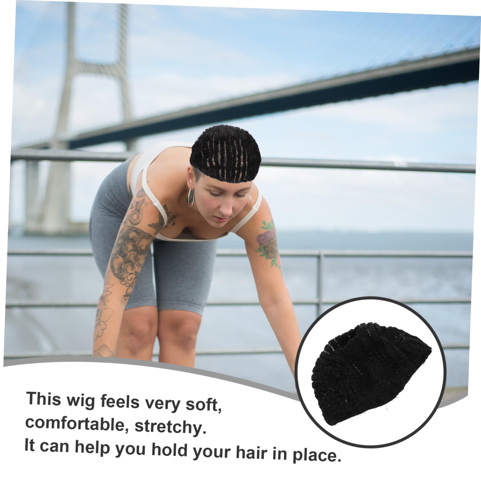 NULYLU 1pc Black Wig Cap Stretchable for Braids Comfortable Crochet Wig Making Cap Size l