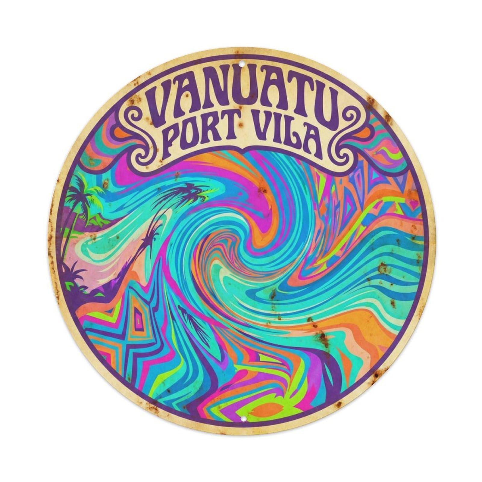 Vanuatu Port Vila Lagoon Travel Bold Psychedelic Metal Tin Sign