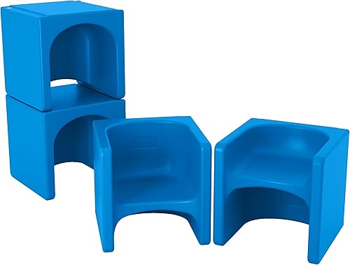 ECR4Kids Tri-Me - Silla cúbica 3 en 1, muebles para niños, azul, 4 piezas, 14.5