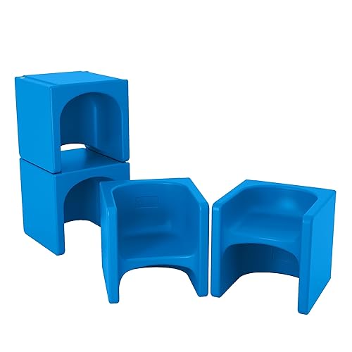 ECR4Kids Tri-Me - Silla cúbica 3 en 1, muebles para niños, azul, 4 piezas, 14.5