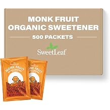 SweetLeaf Organic Monk Fruit Sweetener Packets - Zero Calorie Sugar Substitute, Monk Fruit Extract Powder, No Artificial Sweetener Additive, Keto Friendly, Gluten Free - 500 Count Bulk Pack of 1