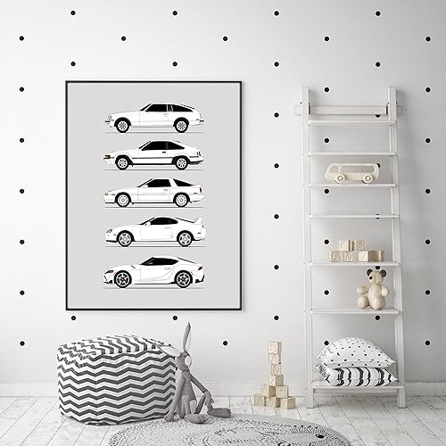 Vista 26 de Custom Car Posters Handmade Poster compatible with Toyota Supra Generations and Print of Toyota Supra - Blue, 11x14 Metallic Print (Unframed)