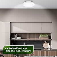 Stropné LED svietidlo Briloner 12W 2520lm, neutrálne biele svetlo, osvetlenie do obývačky, kuchyne a na chodbu, 37,5x6 cm, biele 4