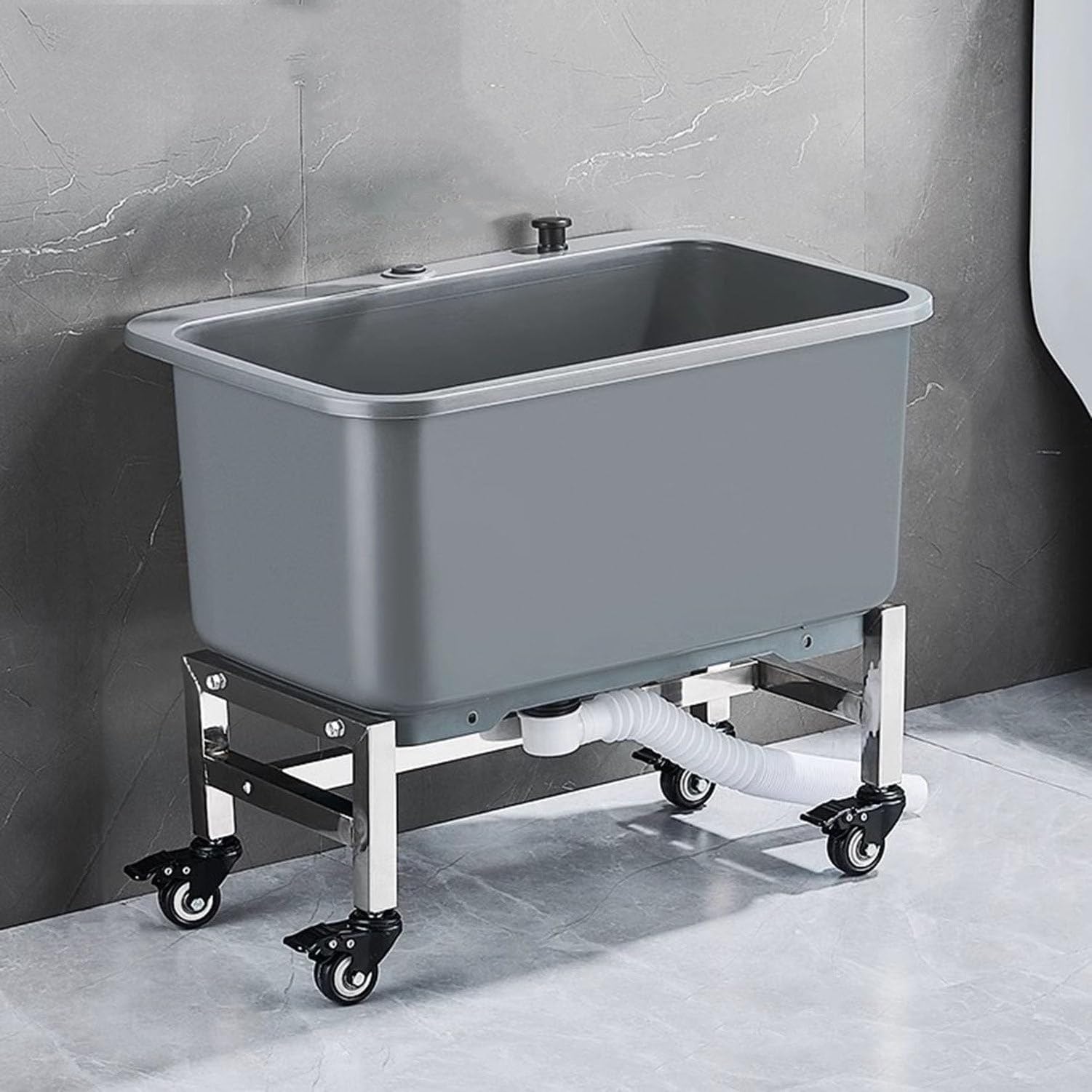 Fregadero Exterior Polipropileno Rectangular 60x40x50,5 cm, Gris, 60cm