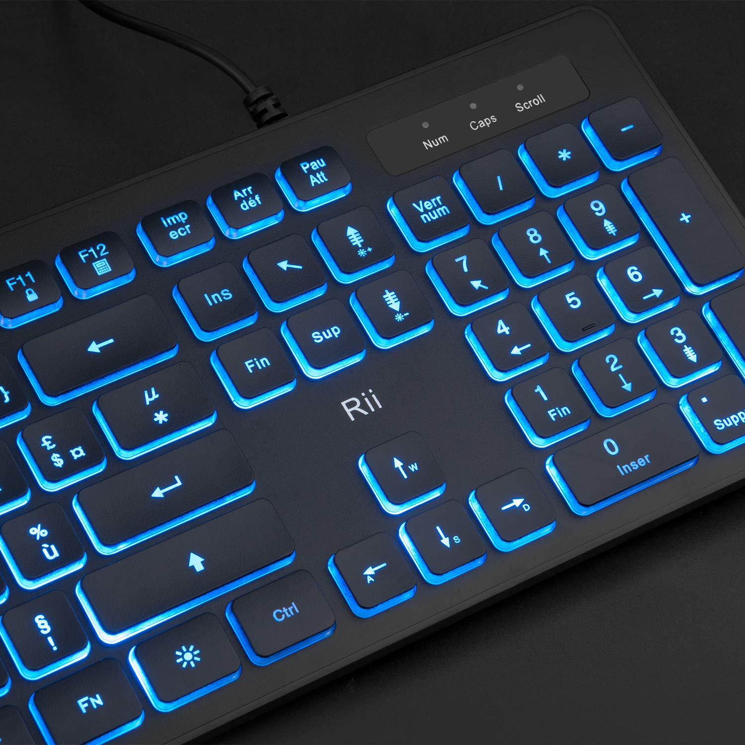 Rii RK105 Ensemble Clavier et Souris USB Rétroéclairé RGB pour Bureau de Domicile/Travail