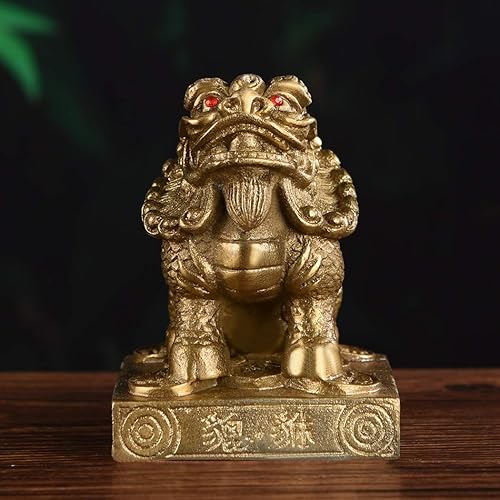 Miniatura 3 de BRASSTAR Estatua de Kirin Kylin de latón Feng Shui Pi Yao 3.5 (H) Figura de avatar de dragón para riqueza, suerte, prosperidad, protección para la