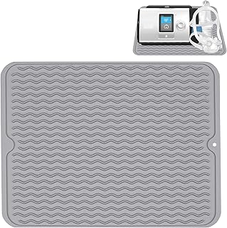 CPAP Protector Mat, Waterproof Nightstand Protector Mat,Non-Slip Protective Pad Ensure CPAP Machine Stays Stable On CPAP Nightstand,Multi-use Silicone Mat for Preventing Vibration and Noise(Grey)