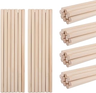 50PCS Wooden Dowel Rods, 1/2 Inch x 12 Inch Unfinished Hardwood Rod Wood Sticks for Crafts and DIYers