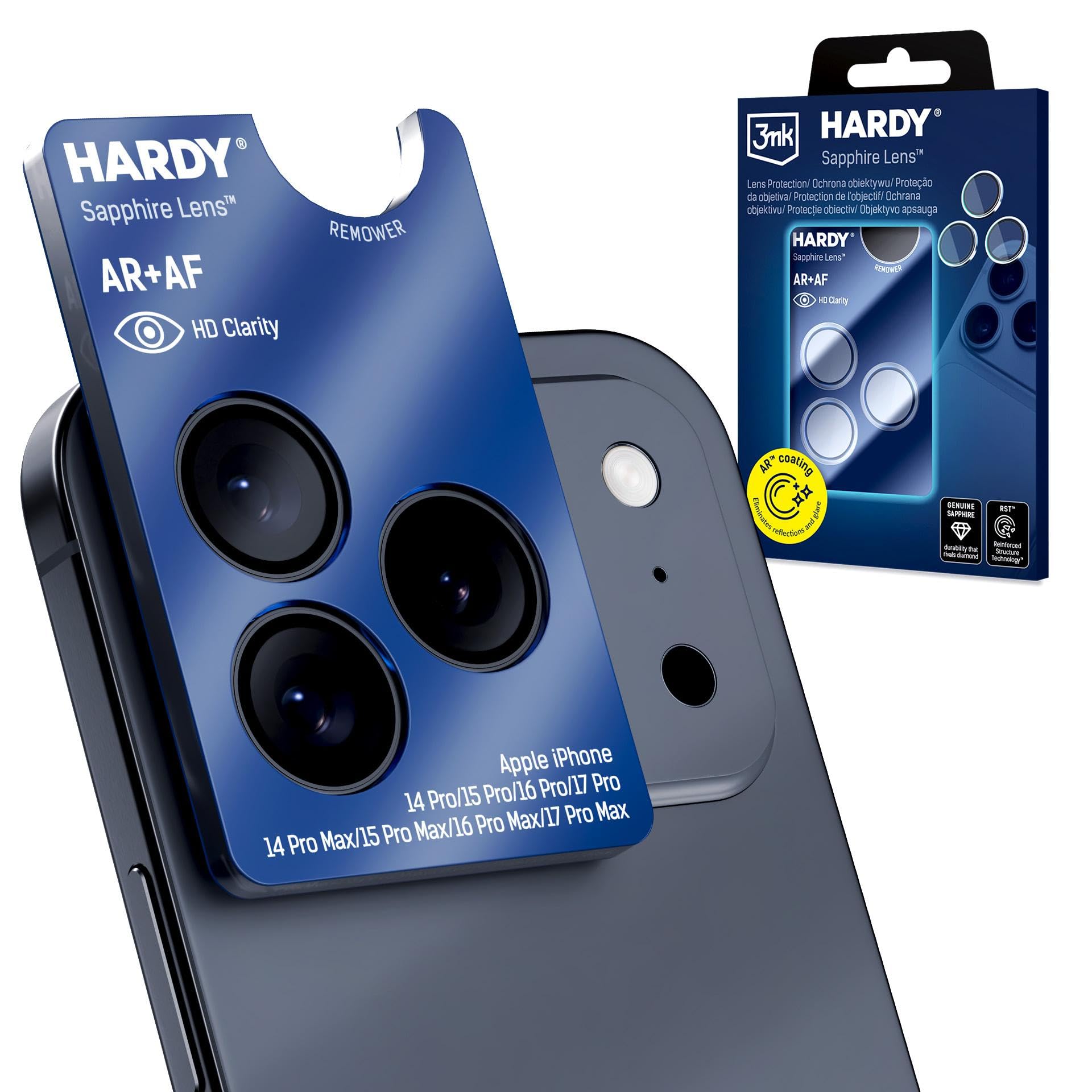 3mk Sapphire Lens Apple iPhone 14,15,16,17 Pro/ 14,15,16,17 Pro Max Szkło Szafirowe na Aparat Przezroczyste