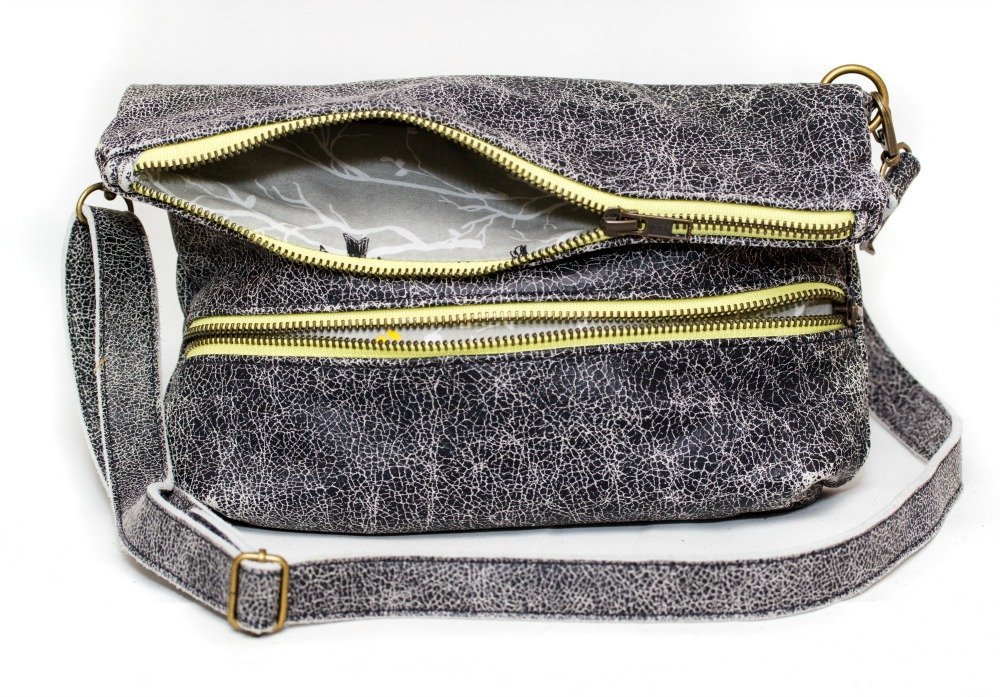 Black cross-body leather purse