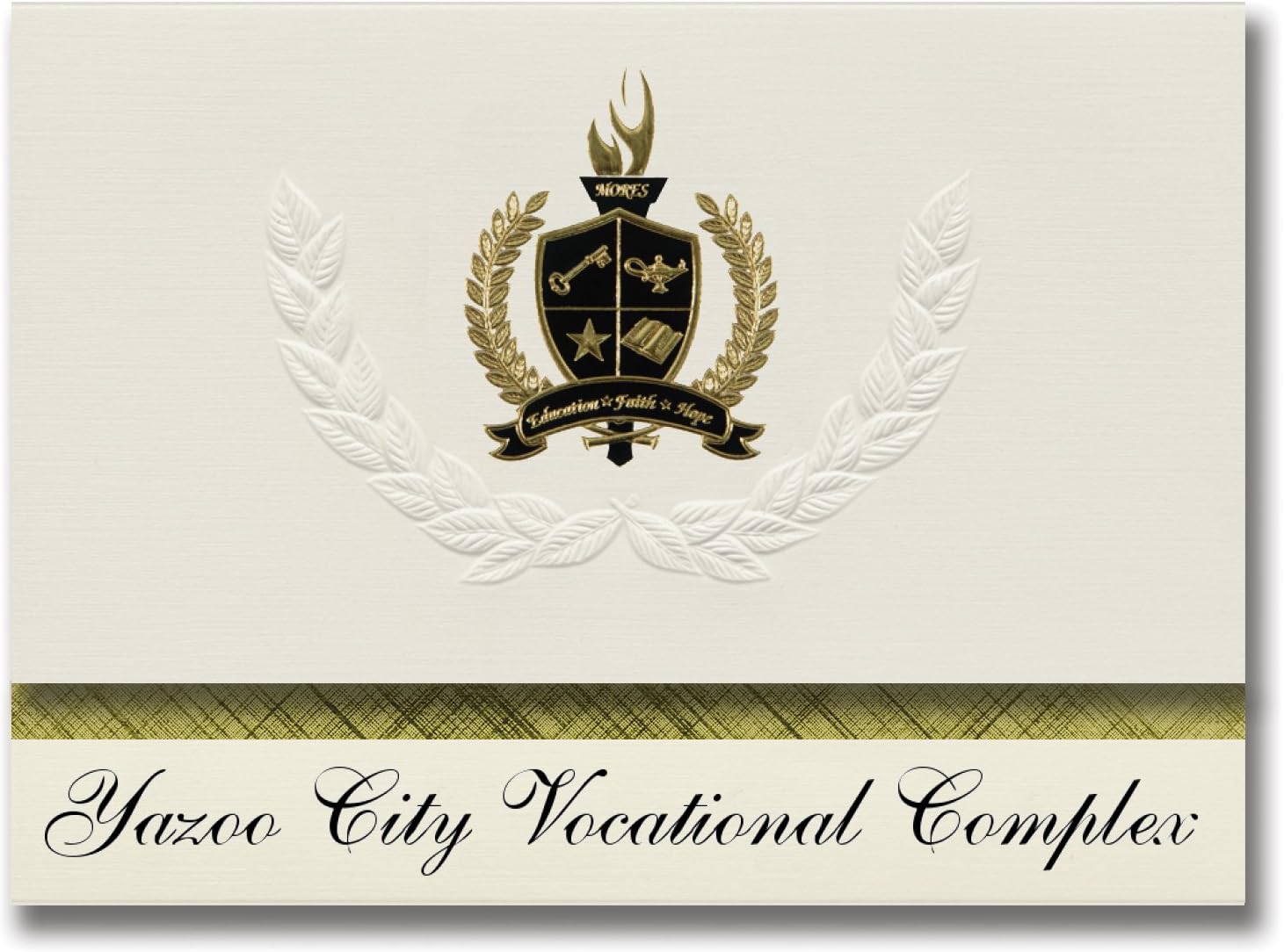 Signature Announcements Yazoo City Vocational Complex (Yazoo City, MS) Graduation Announcements, Presidential style, Elite package of 25 with Gold & Black Metallic Foil seal