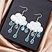 Ximimark 2pc Cute Creative Raindrops Fashion Water Drops Earrings+Acrylic Cloud Lightning Design Dangle Earrings Personality Funny Creative Ear Jewelry Retro Cute Sweet Style Charming Female Gift