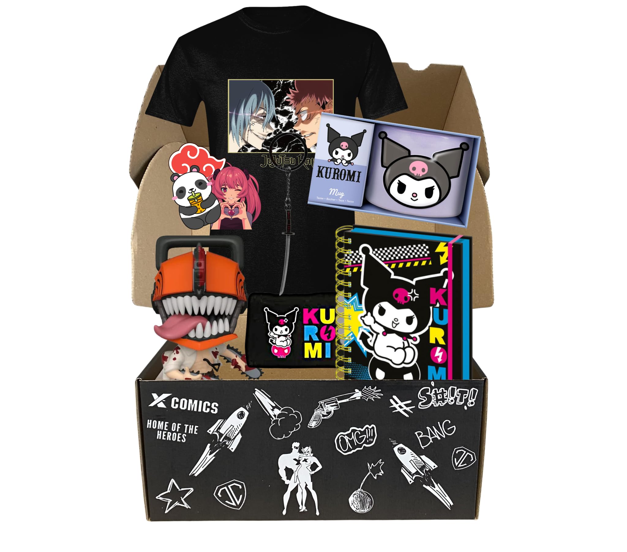 Scatola anime & manga con maglietta – Scatola a sorpresa con personaggi, accessori e articoli per fan – Regalo per fan degli anime – Articolo con licenza originale
