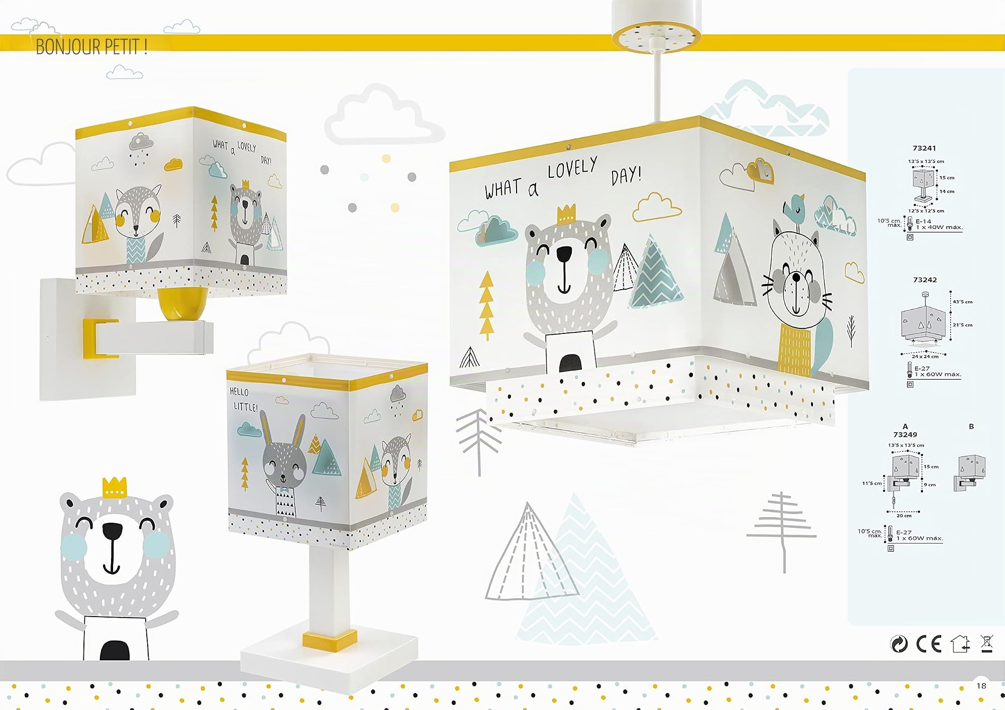 Dalber Lampe Suspension Enfant Hello Little Animaux Multicolore E27