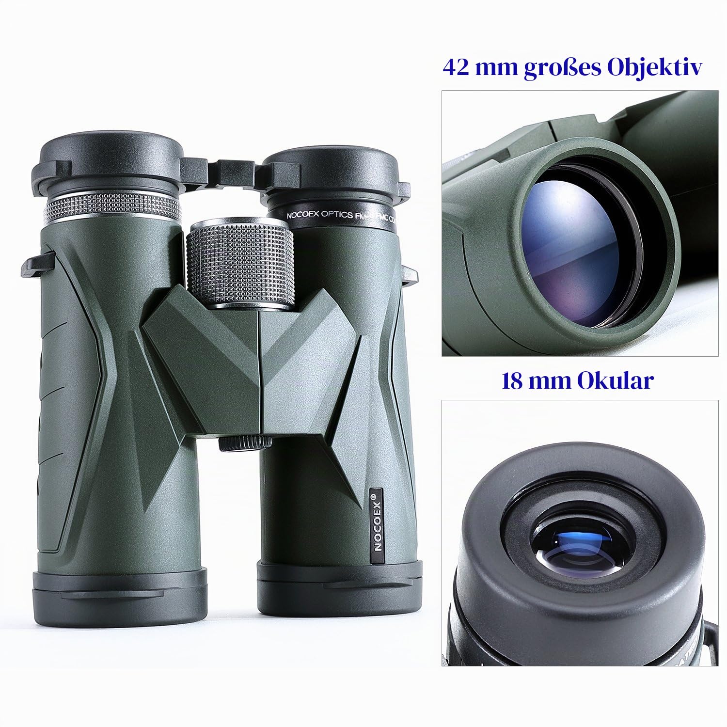 NOCOEX 10x42 Fernglas Erwachsene，Hochleistungs Vergrößerung Tragbar Ferngläser，Ideal für Vogelbeobachtung, Reisen und Sport（D）