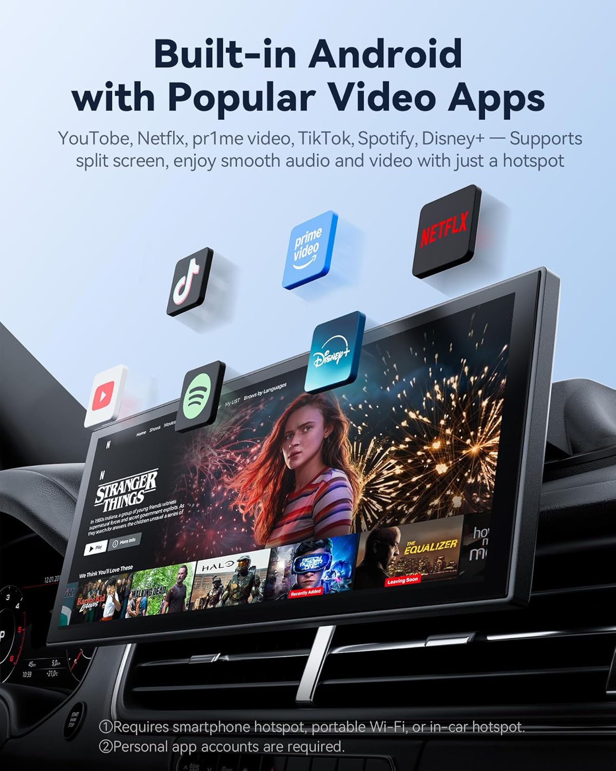 10.26“ Carplay Screen for Car with Net-Flix YouTube, Portable 60FPS Wireless Car Play Tablet for Apple CarPlay & Android Auto, 1080P Backup Camera, OTA, Dual Bluetooth, Voice Control, Navigation 3 71AviKyGbIL. AC SL1500