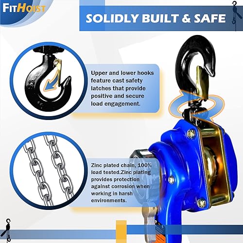 Miniatura 16 de Mini polipasto de cadena 1/2 tonelada 1100 libras capacidad 20 pies elevación manual palanca polipasto de cadena de acero aleado G80 cadena 2