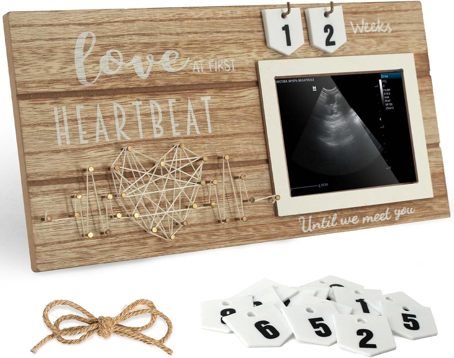 Baby Sonogram Picture Frame, Ultrasound Photo Frame for Pregnancy Announcements with Countdown Weeks, Gender Reveal Gifts Ideas for Parents