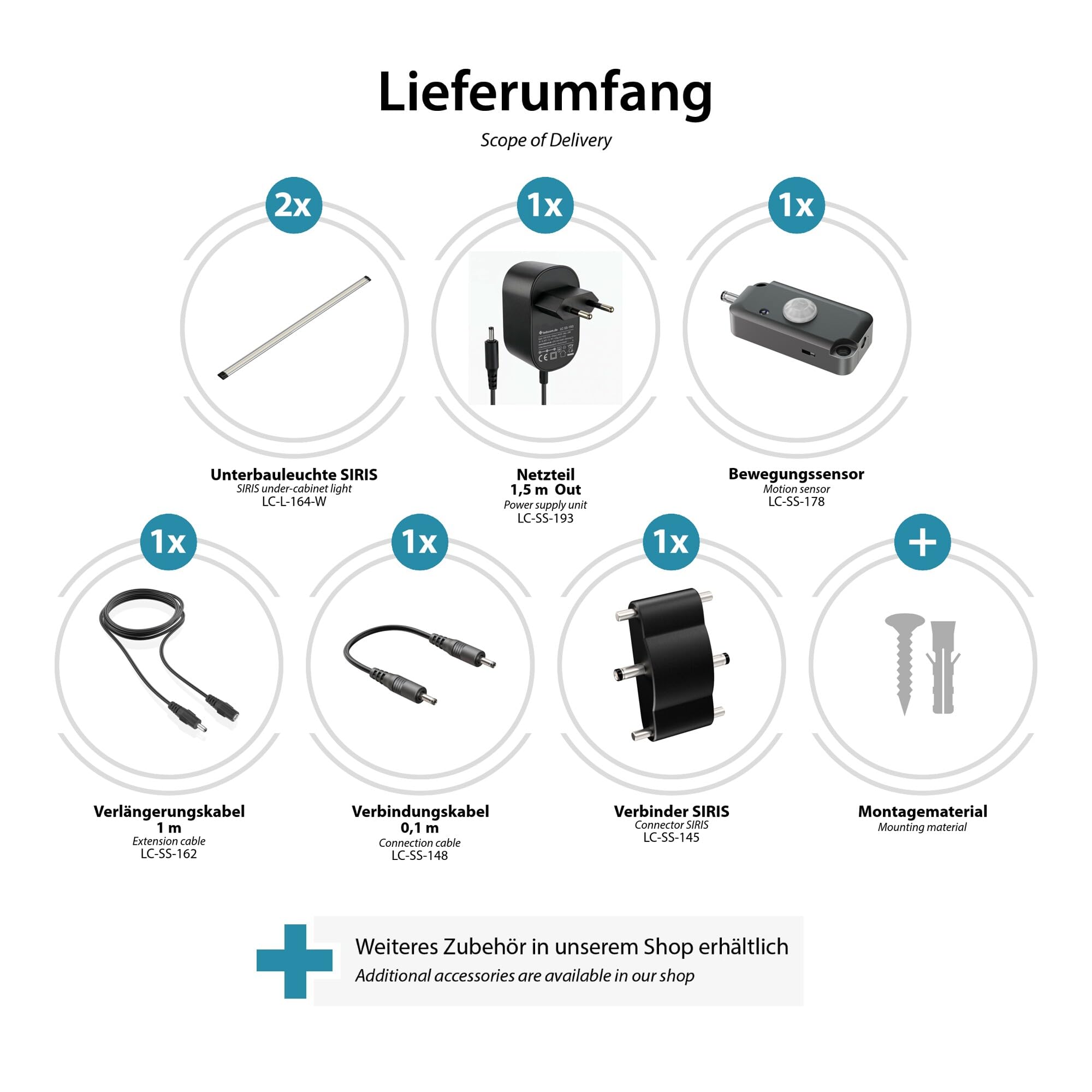 parlat LED Unterbau-Leuchte Siris, Bewegungsmelder, flach, je 90cm, je 1044lm, weiß, 2er Set