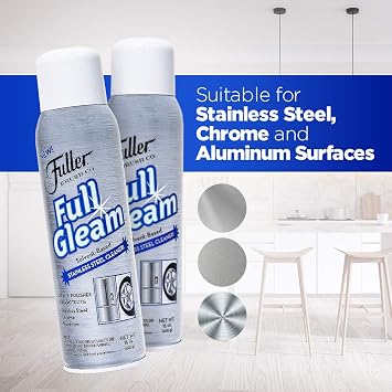Fuller Brush Full Gleam Stainless Steel Cleaner 15 oz Spray for Appliances, Chrome, Aluminum & Sinks Cleans, Polishes & Protects Metal Surfaces (Pack of 1)