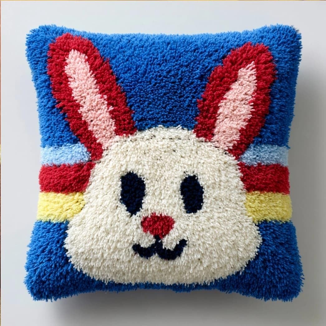 AxiangziK Latch Hook Pillow Kit Rabbit 43X43Cm